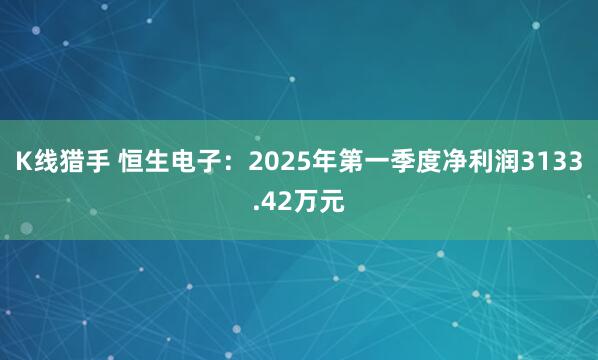 K线猎手 恒生电子：2025年第一季度净利润3133.42万元